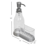 Load image into Gallery viewer, Home Basics Plastic Soap Dispenser with Brushed Steel Top and Fixed Sponge Holder, Chrome $6.00 EACH, CASE PACK OF 12
