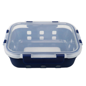 Michael Graves Design Rectangle Large 35 Ounce High Borosilicate Glass Food Storage Container with Plastic Lid, Indigo $8.00 EACH, CASE PACK OF 12