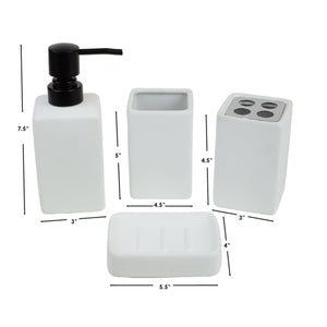 Home Basics Loft 4 Piece Ceramic Bath Accessory Set, White $12.00 EACH, CASE PACK OF 6