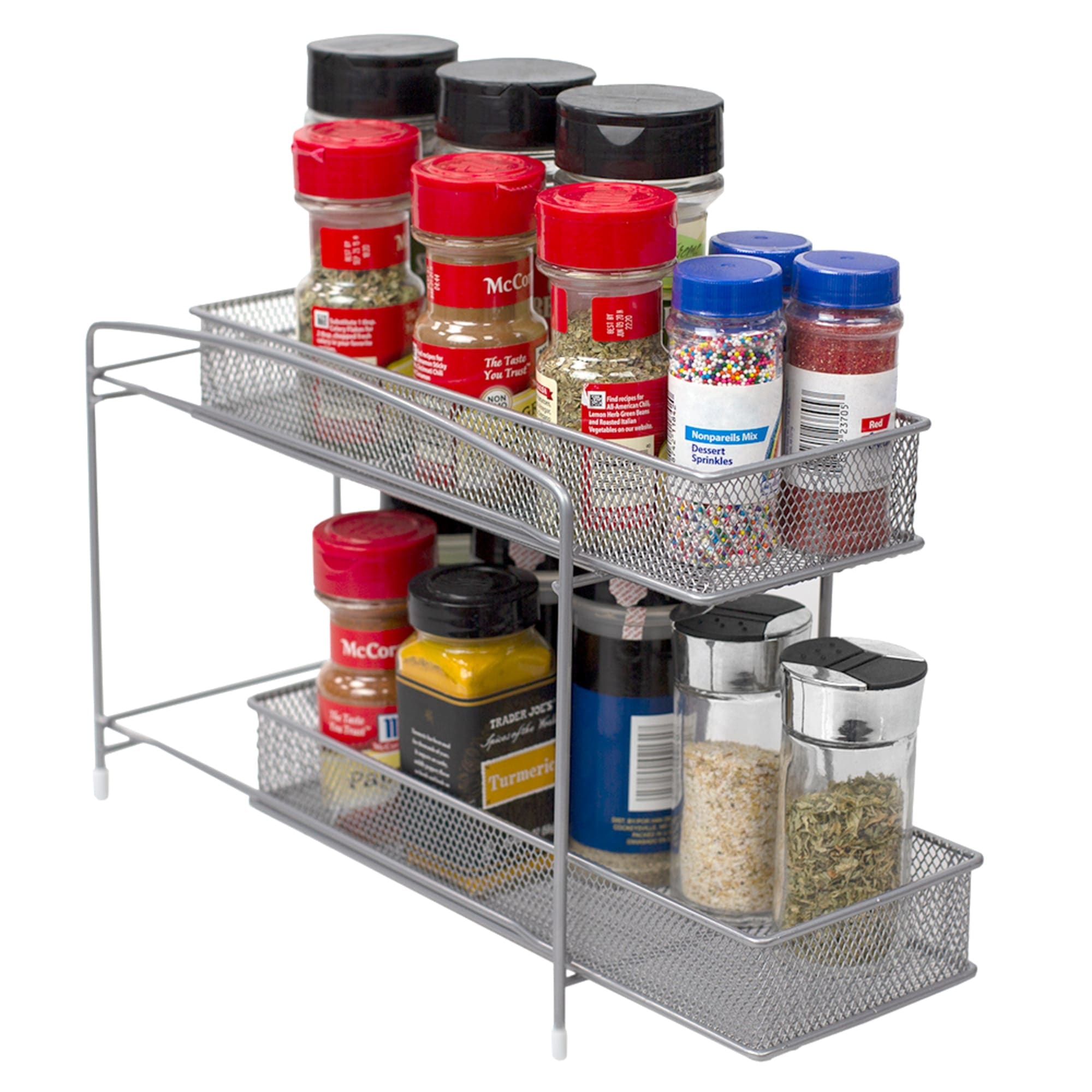 Home Basics 2 Tier Mesh Steel Helper Shelf with Removable Sliding Baskets, Silver $10 EACH, CASE PACK OF 6