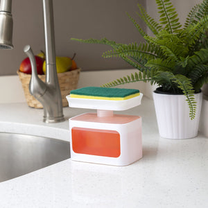Home Basics Soap Dispensing Sponge Holder, White $4.00 EACH, CASE PACK OF 24