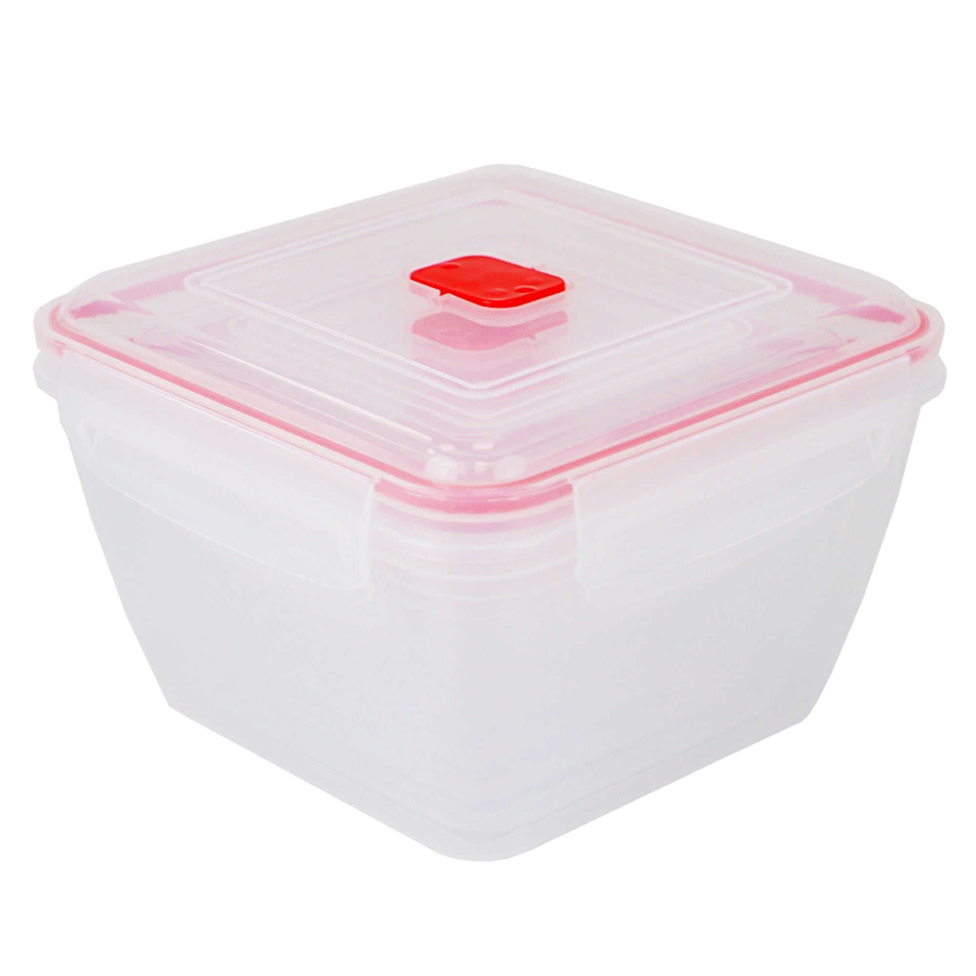 Home Basics 10 Piece Locking Square Plastic Food Storage Containers with Ventilated Snap-On Lids, Red $8.00 EACH, CASE PACK OF 12