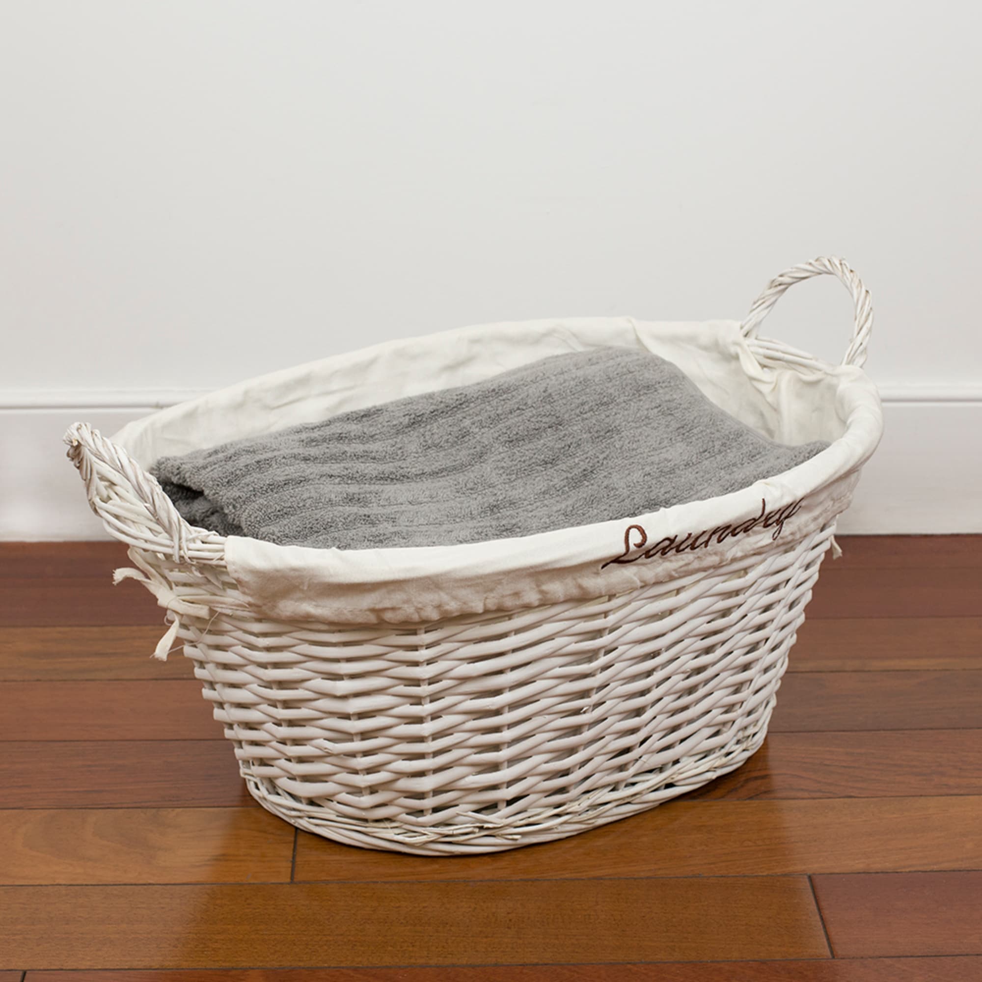 Home Basics Laundry Wicker Basket with Removable Liner, White $10.00 EACH, CASE PACK OF 6
