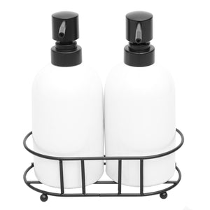 Home Basics 2 Piece Ceramic Soap Dispenser Set with Metal Caddy, White $10.00 EACH, CASE PACK OF 6
