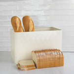 Load image into Gallery viewer, Home Basics  Trellis Tin Multi-Purpose Bread Box with Snug-Fit Lid, Ivory $15 EACH, CASE PACK OF 4
