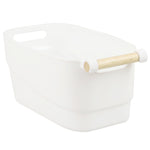 Load image into Gallery viewer, Home Basics Small Plastic Basket with Wooden Handle, White $5.00 EACH, CASE PACK OF 12
