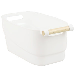 Home Basics Small Plastic Basket with Wooden Handle, White $5.00 EACH, CASE PACK OF 12