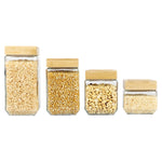 Load image into Gallery viewer, Home Basics 4 Piece Square Glass Canisters with Bamboo Lids $20.00 EACH, CASE PACK OF 4
