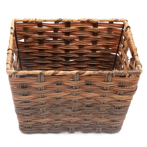 Home Basics Medium Faux Rattan Basket with Cut-out Handles, Coffee $10.00 EACH, CASE PACK OF 6