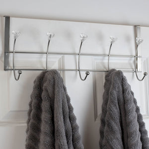 Home Basics 5 Hook Hanging Rack with Crystal Knobs, Chrome $7.00 EACH, CASE PACK OF 12