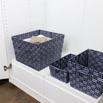 Load image into Gallery viewer, Home Basics Striped X-large Woven Strap Open Bin, Blue
 $10.00 EACH, CASE PACK OF 6
