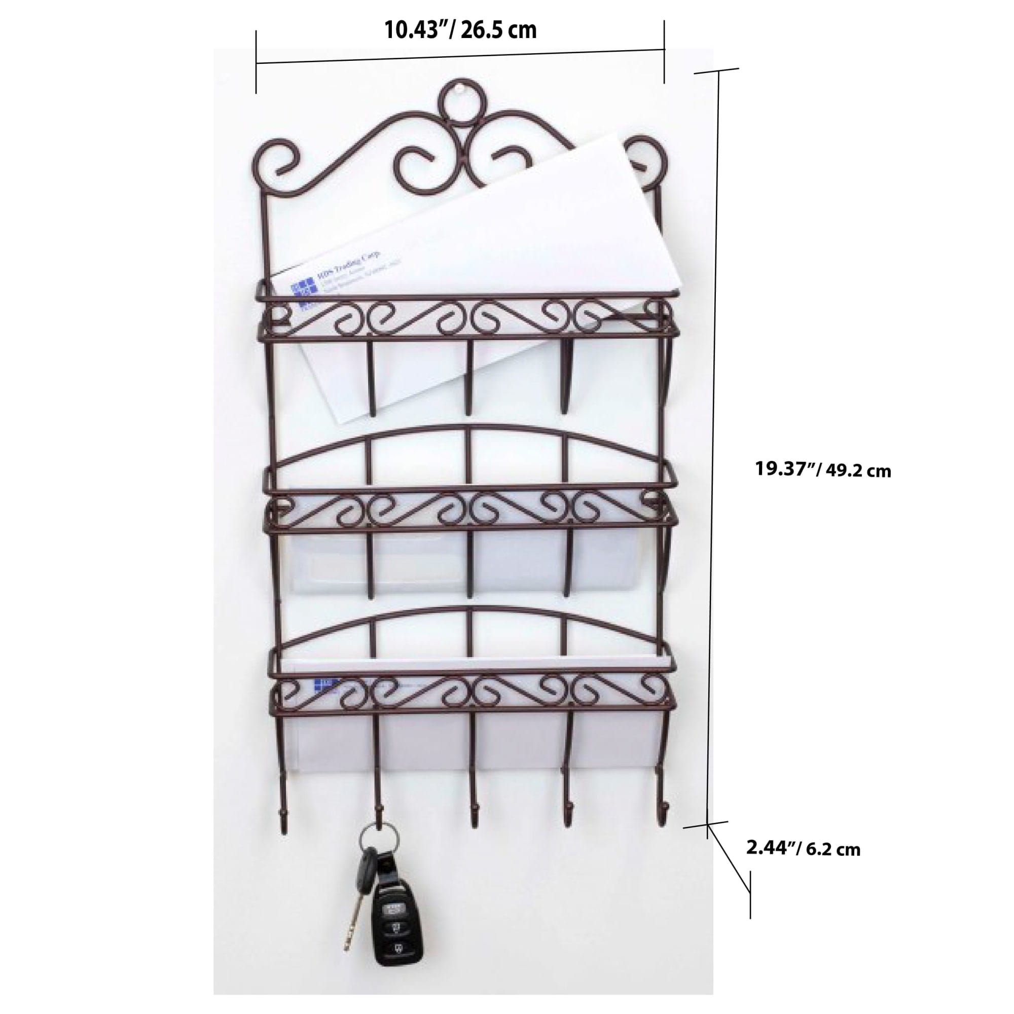 Home Basics Scroll Collection 3 Tier Steel Letter Rack Organizer, Bronze $12.00 EACH, CASE PACK OF 6