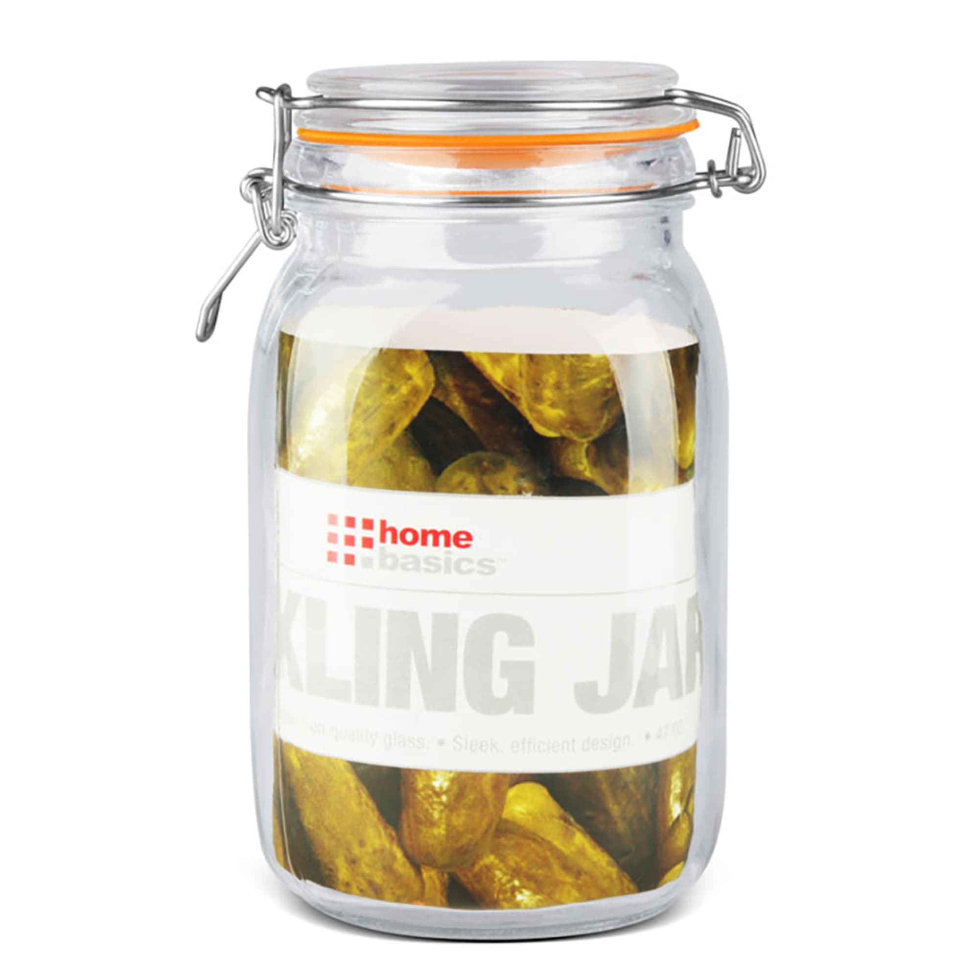 Home Basics 47 oz. Glass Pickling Jar with Wire Bail Lid and Rubber Seal Gasket $4.00 EACH, CASE PACK OF 12