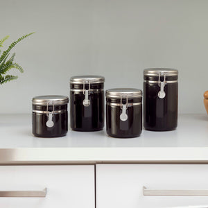 Home Basics 4 Piece  Canister Set with Stainless Steel Tops $20.00 EACH, CASE PACK OF 2