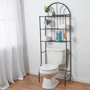 Home Basics 3 Shelf Steel Bathroom Space Saver, Black, BATH ORGANIZATION