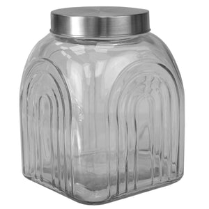 Home Basics Heritage 3.5 LT Glass Jar with Silver Lid $6.00 EACH, CASE PACK OF 6
