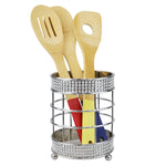 Load image into Gallery viewer, Home Basics Pave Steel Cutlery Holder with Mesh Bottom and Non-Skid Feet, Chrome $4.00 EACH, CASE PACK OF 12
