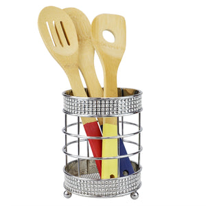 Home Basics Pave Steel Cutlery Holder with Mesh Bottom and Non-Skid Feet, Chrome $4.00 EACH, CASE PACK OF 12