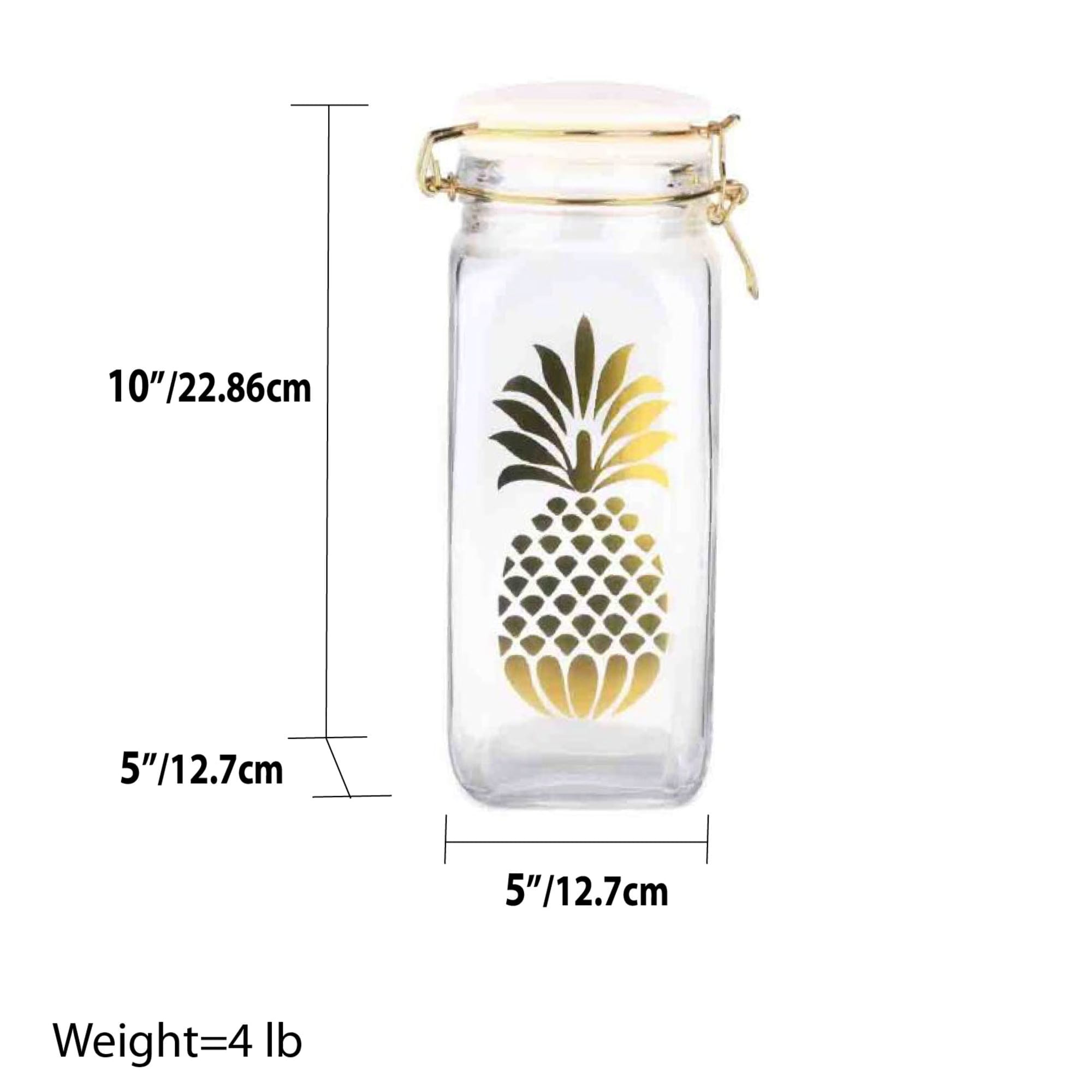 Home Basics Pineapple Sunshine 57.5 oz. Glass Canister $5 EACH, CASE PACK OF 12