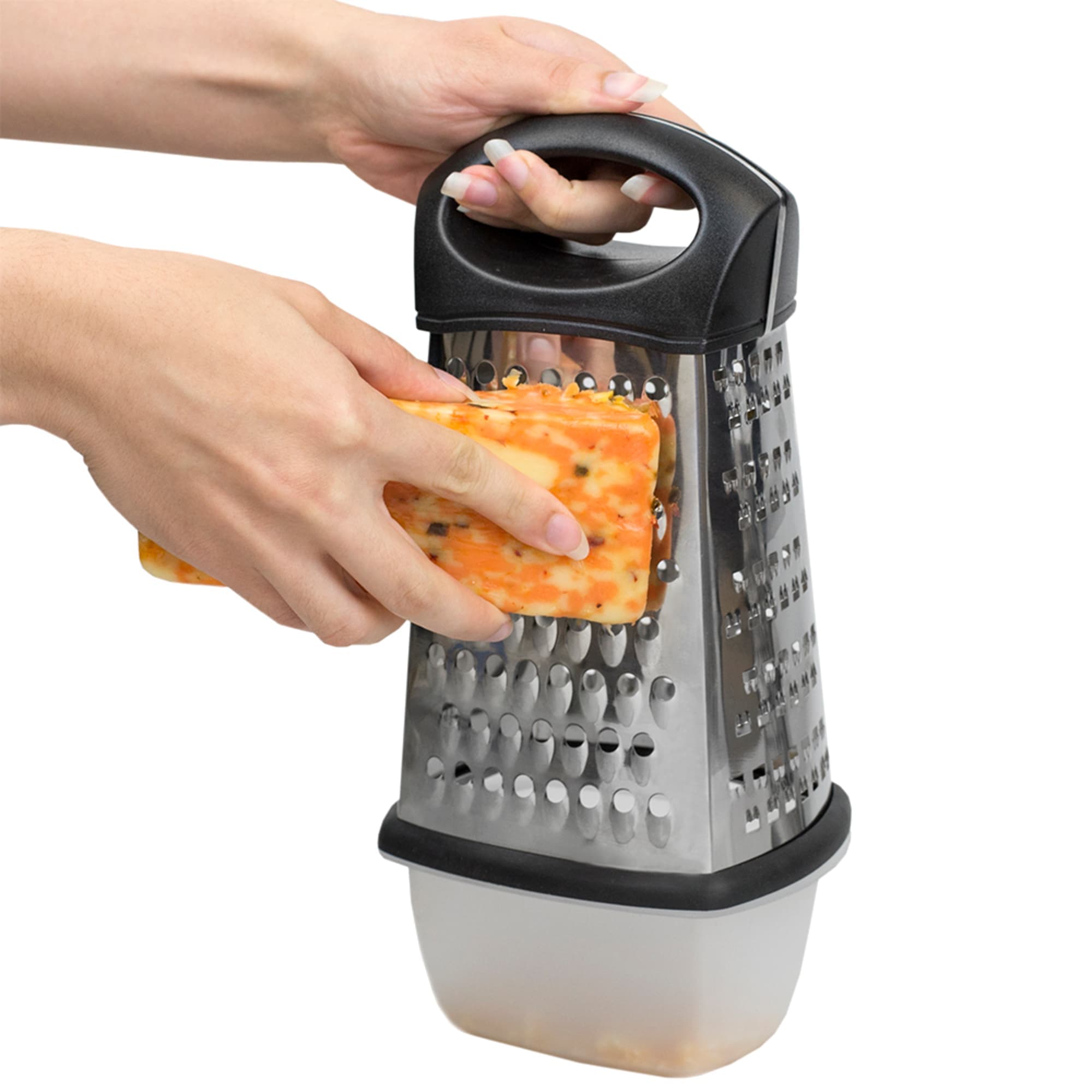 Home Basics 4 Sided Stainless Steel Cheese Grater with Storage Container $4.00 EACH, CASE PACK OF 24