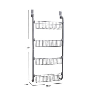 Home Basics Heavy Duty 4 Tier Over the Door Metal Pantry Organizer, Grey $25.00 EACH, CASE PACK OF 6