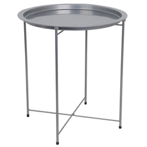 Home Basics Foldable Round Multi-Purpose Side Accent Metal Table, Silver $15.00 EACH, CASE PACK OF 6