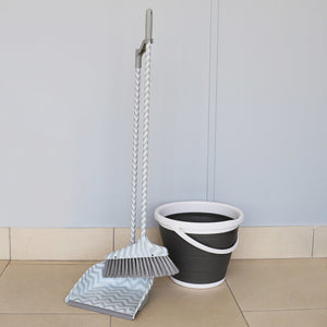 Home Basics Chevron Upright Angled Broom and Plastic Dust Pan Set with Comfort Grip Handle, Grey $12.00 EACH, CASE PACK OF 12