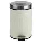 Load image into Gallery viewer, Home Basics 3 LT Embossed Ivory Step on Steel Waste Bin with Carrying Handle $8 EACH, CASE PACK OF 6
