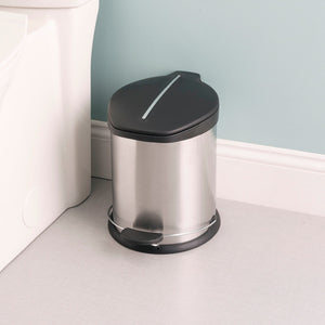 Home Basics 5 Liter Brushed Stainless Steel  with Plastic Top Waste Bin, Silver $10.00 EACH, CASE PACK OF 6