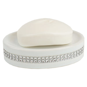 Home Basics 4 Piece Ceramic Luxury Bath Accessory Set with Stunning Sequin Accents, White $10.00 EACH, CASE PACK OF 12