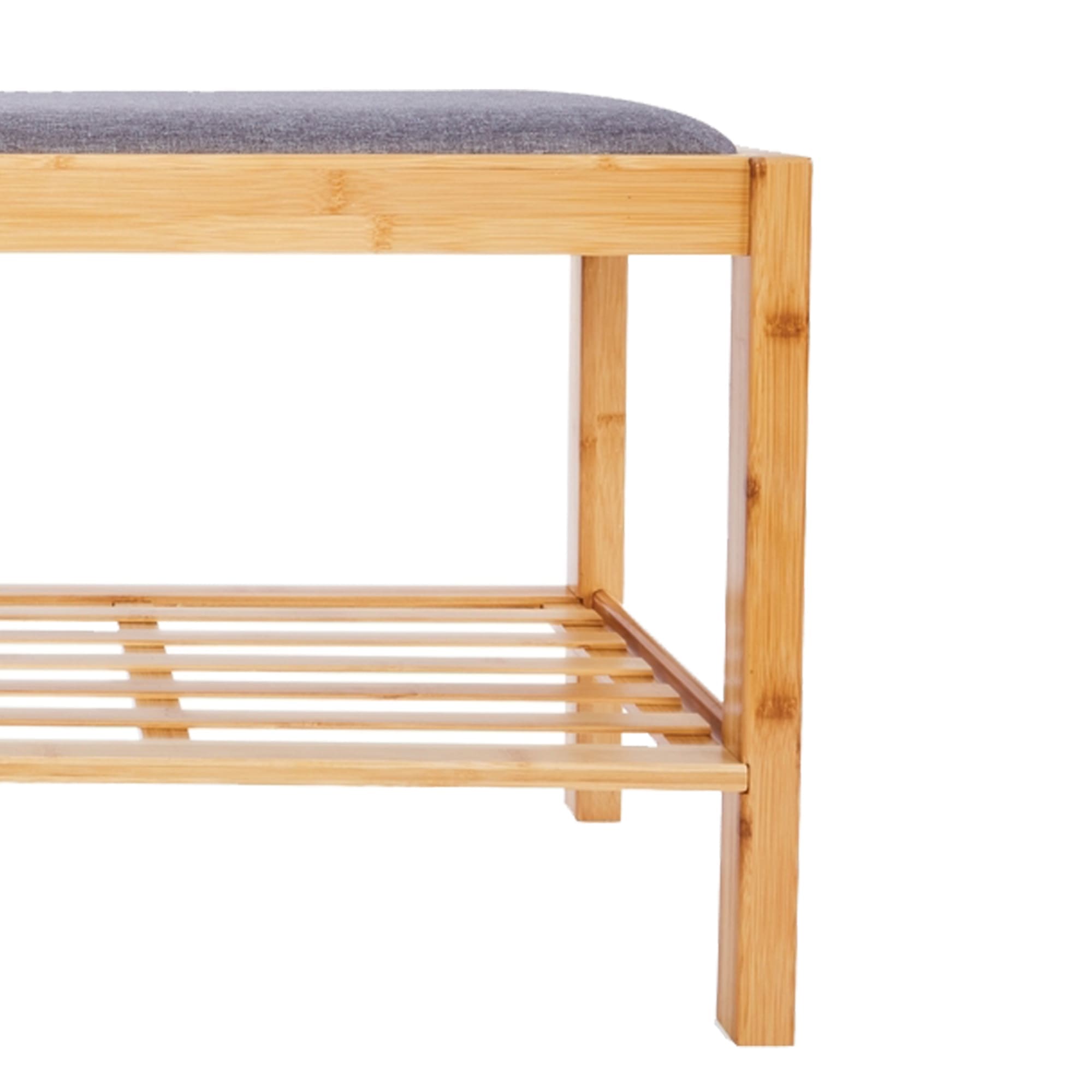 Home Basics Bamboo Cushion Top Bench with Bottom Shelf Shoe Rack, Natural $40 EACH, CASE PACK OF 1