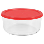 Load image into Gallery viewer, Home Basics Round 55 oz. Glass Food Storage Container with Red Lid, Clear $6.00 EACH, CASE PACK OF 12
