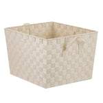 Load image into Gallery viewer, Home Basics X-Large Polyester Woven Strap Open Bin, Ivory $10.00 EACH, CASE PACK OF 6
