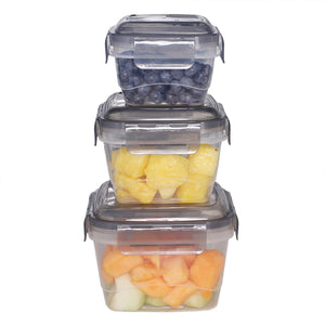 Home Basics Locking Square Food Storage Containers with Grey Steam Vented Lids, (Set of 6) $6.00 EACH, CASE PACK OF 12