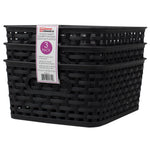 Load image into Gallery viewer, Home Basics Crossweave 10&quot; x 7.5&quot; x 4&quot; Multi-Purpose Stackable Plastic Storage Basket, (Pack of 3) - Assorted Colors
