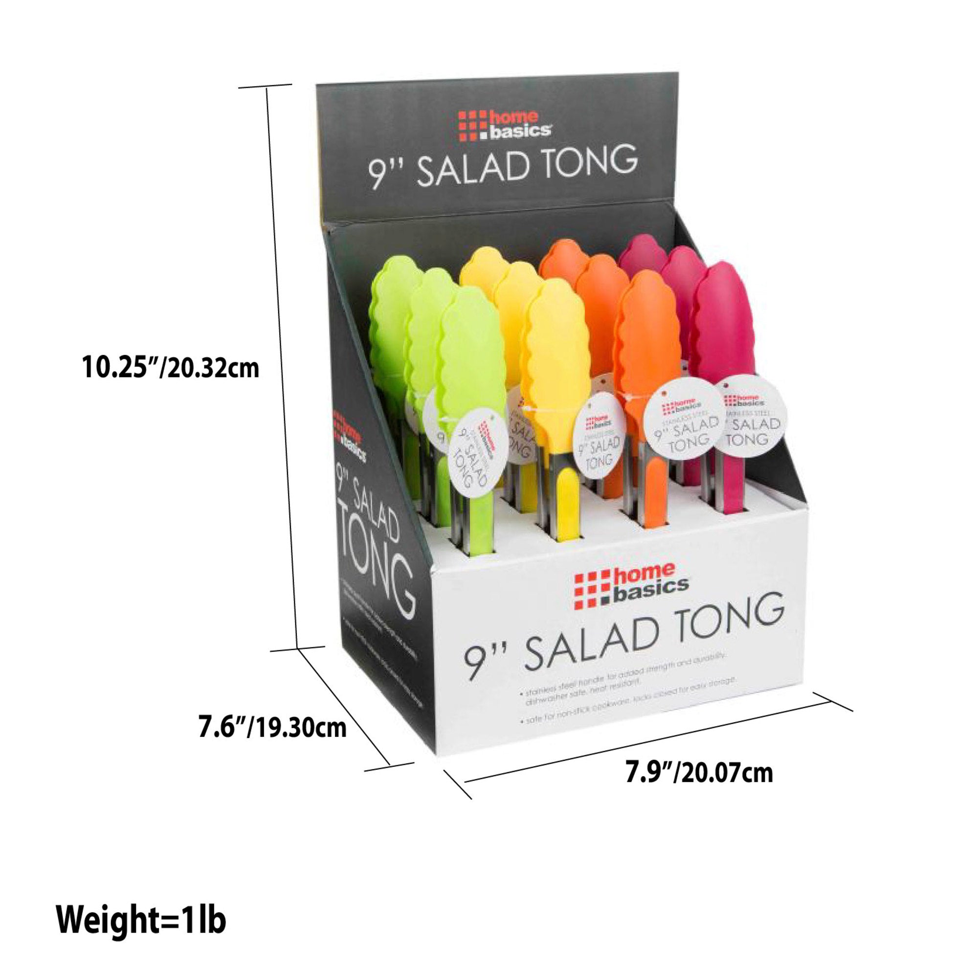 Home Basics 9" Salad Tongs - Assorted Colors