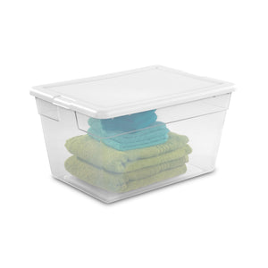 Sterilite 28-Quart Clear Storage Box with Cover See-through Base, 10-Pack