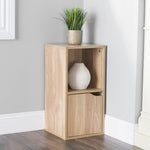 Load image into Gallery viewer, Home Basics 2 Cube MDF Storage Shelf with Door, Natural $25.00 EACH, CASE PACK OF 1
