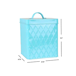 Home Basics Trellis Collection Small Tin Canister, Turquoise $5.00 EACH, CASE PACK OF 12