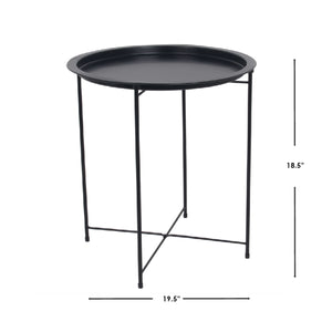 Home Basics Foldable Round Multi-Purpose Side Accent Metal Table, Matte Black $15.00 EACH, CASE PACK OF 6