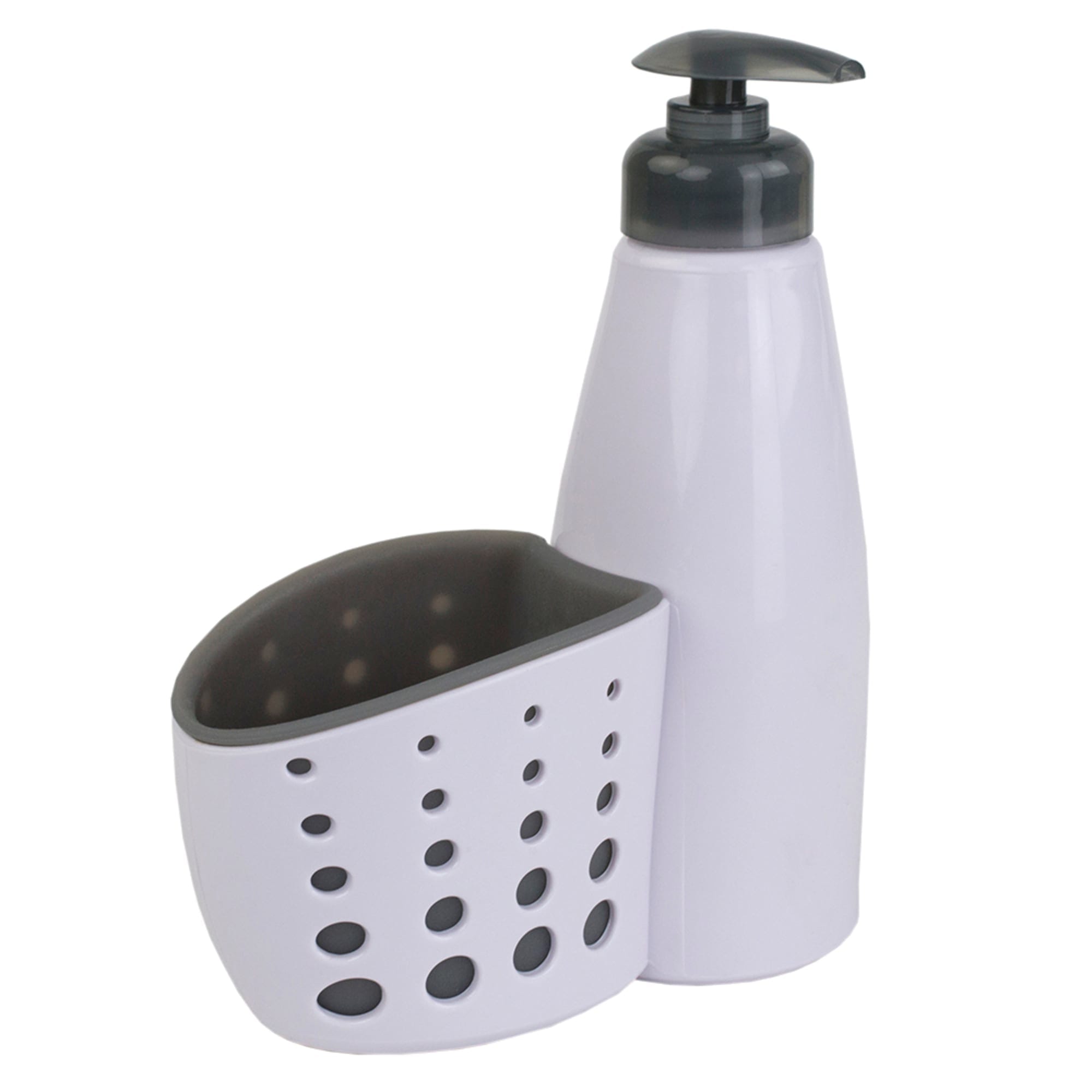 Home Basics Soap Dispenser with Sponge Holder, White $3.00 EACH, CASE PACK OF 24
