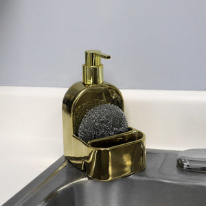 Home Basics 8oz. Ceramic Soap Dispenser with Dual Compartment Sponge Holder $6.00 EACH, CASE PACK OF 12