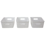 Load image into Gallery viewer, Home Basics Crossweave 10&quot; x 7.5&quot; x 4&quot; Multi-Purpose Stackable Plastic Storage Basket, (Pack of 3) - Assorted Colors
