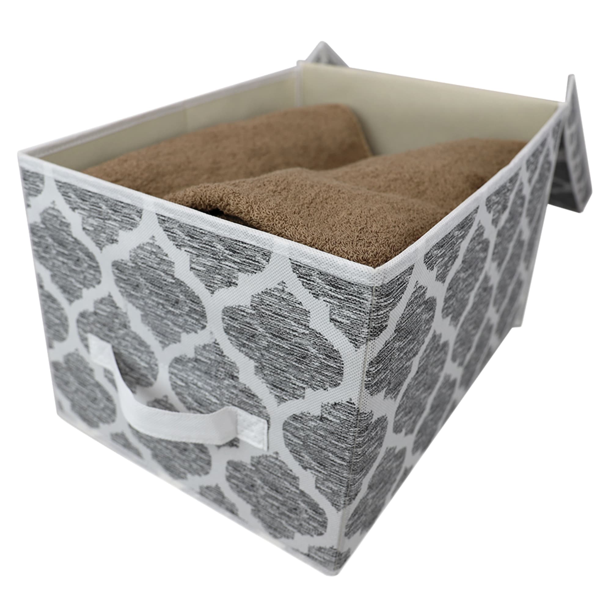 Home Basics Arabesque Large Non-Woven Storage Box with Label Window, Grey $5.00 EACH, CASE PACK OF 12