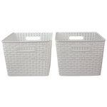 Load image into Gallery viewer, Home Basics Crossweave  14&quot; x 11.5&quot; x 8.75&quot; Multi-Purpose Stackable Plastic Storage Basket, (Pack of 2) - Assorted Colors
