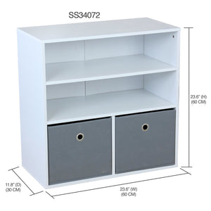 Home Basics 2 Cube Shelf with Two Non-Woven Bins, White $40.00 EACH, CASE PACK OF 1