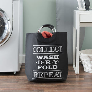 Home Basics Collect Laundry Canvas Hamper Tote with Soft Grip Handles, Black $12.00 EACH, CASE PACK OF 6