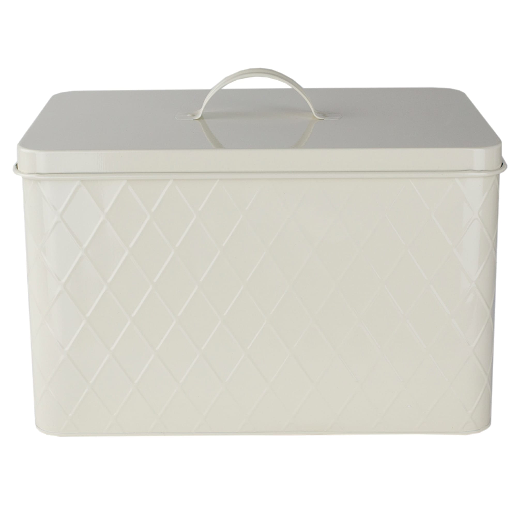Home Basics  Trellis Tin Multi-Purpose Bread Box with Snug-Fit Lid, Ivory $15 EACH, CASE PACK OF 4