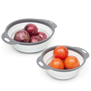 Home Basics 2 Piece Nesting Collapsible Silicone  Colander $5.00 EACH, CASE PACK OF 24