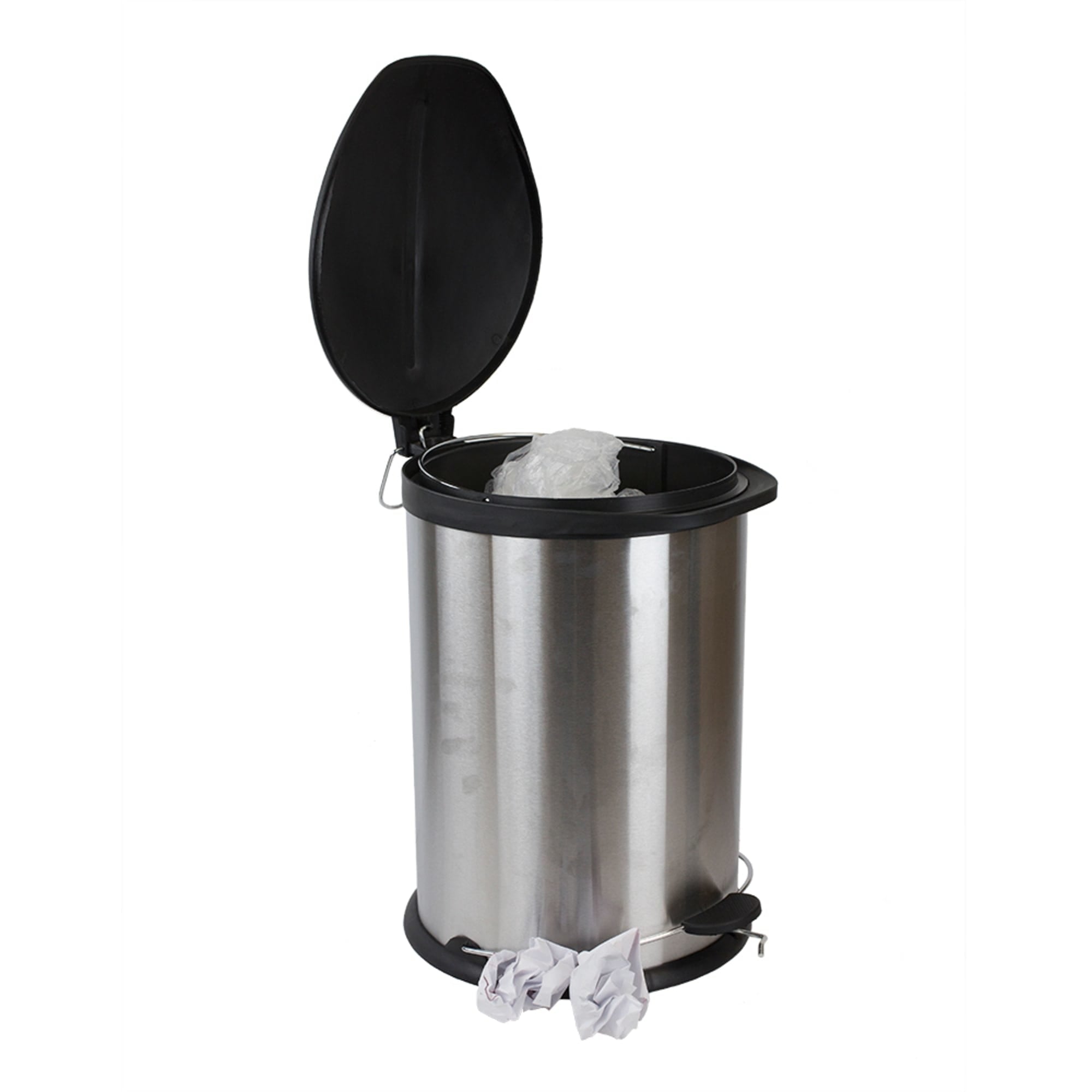 Home Basics 20 Liter Brushed Stainless Steel  with Plastic Top Waste Bin, Silver $30.00 EACH, CASE PACK OF 2